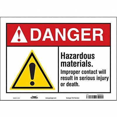 CONDOR 476A73 Safety Sign 10 inx14 in Vinyl
