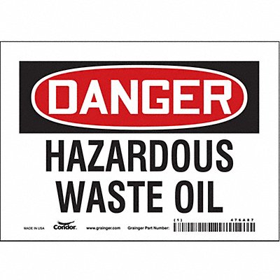 CONDOR 476A87 Safety Sign 5 inx7 in Vinyl