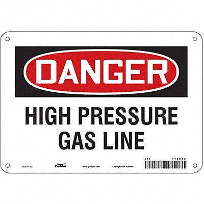 CONDOR 476C02 Safety Sign 7 in x 10 in Polyethylene