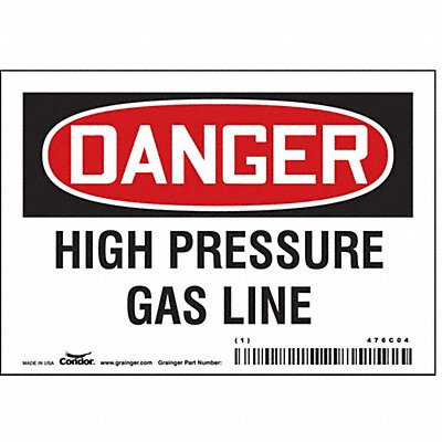 CONDOR 476C04 Safety Sign 3.5in x 5in Vinyl