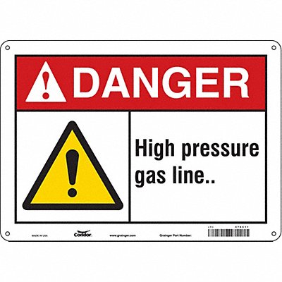 CONDOR 476C11 Safety Sign 10 in x 14 in Polyethylene