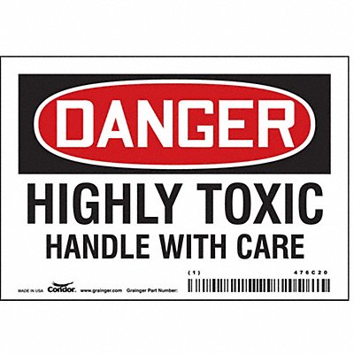 CONDOR 476C20 Safety Sign 3 1/2 inx5 in Vinyl