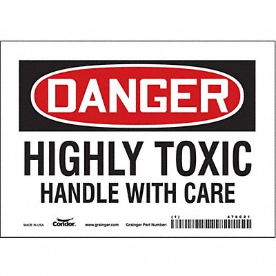 CONDOR 476C21 Safety Sign 5 in x 7 in Vinyl