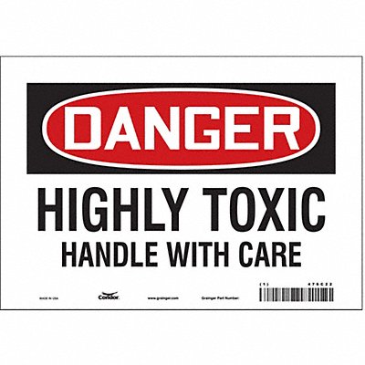 CONDOR 476C22 Safety Sign 7 in x 10 in Vinyl