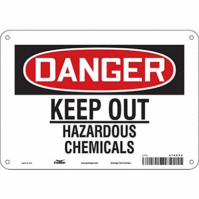 CONDOR 476C52 Safety Sign 7 in x 10 in Aluminum