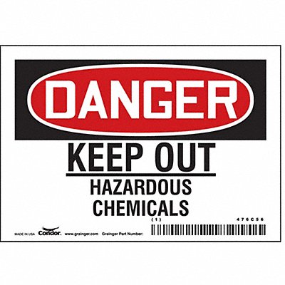 CONDOR 476C56 Safety Sign 3.5in x 5in Vinyl