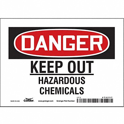 CONDOR 476C57 Safety Sign 5 in x 7 in Vinyl