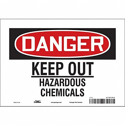 CONDOR 476C58 Safety Sign 7 in x 10 in Vinyl