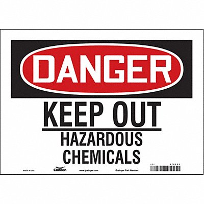 CONDOR 476C59 Safety Sign 10 inx14 in Vinyl