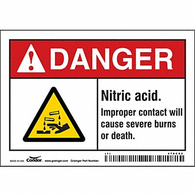 CONDOR 476C82 Safety Sign 3.5in x 5in Vinyl