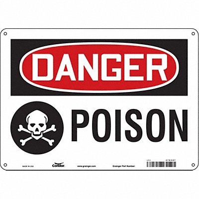 CONDOR 476C87 Safety Sign 10 in x 14 in Aluminum