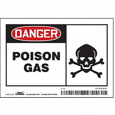 CONDOR 476C98 Safety Sign 3.5in x 5in Vinyl