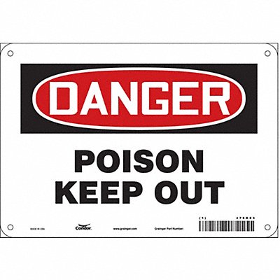 CONDOR 476D03 Safety Sign 7 in x 10 in Aluminum