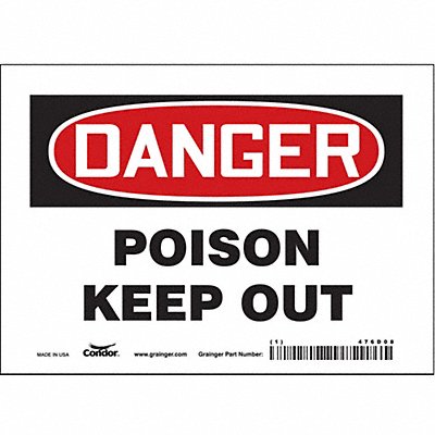 CONDOR 476D08 Safety Sign 5 in x 7 in Vinyl
