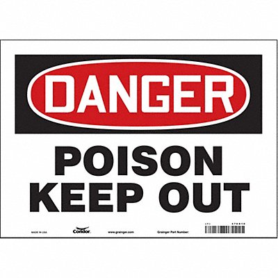 CONDOR 476D10 Safety Sign 10 in x 14 in Vinyl