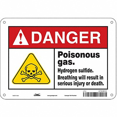 CONDOR 476D32 Safety Sign 7 in x 10 in Aluminum