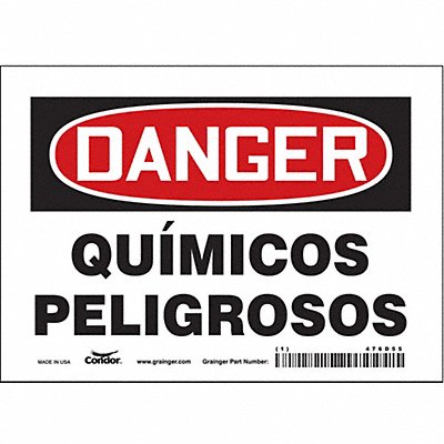 CONDOR 476D55 Safety Sign 5 in x 7 in Vinyl