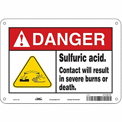 CONDOR 476D58 Chemical Sign 7 in x 10 in Aluminum
