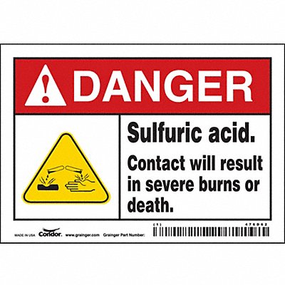 CONDOR 476D62 Safety Sign 3.5in x 5in Vinyl