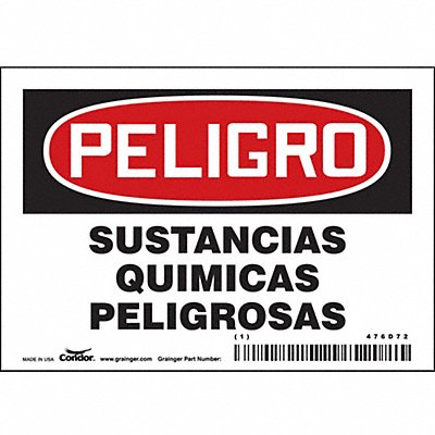 CONDOR 476D72 Safety Sign 3.5in x 5in Vinyl