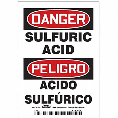 CONDOR 476D80 Safety Sign 5in x 3.5in Vinyl