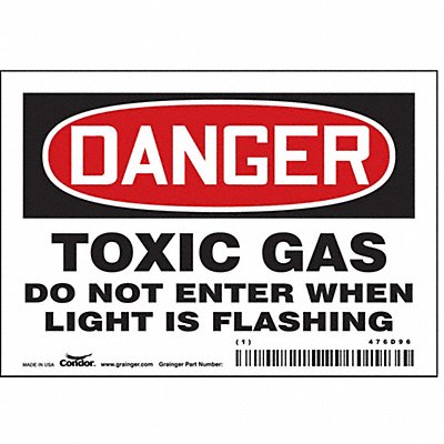 CONDOR 476D96 Safety Sign 3.5in x 5in Vinyl