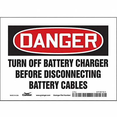 CONDOR 476F21 Safety Sign 5 inx7 in Vinyl