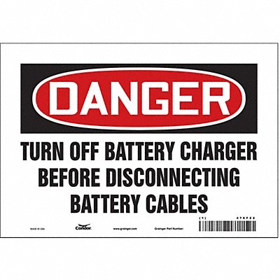 CONDOR 476F22 Safety Sign 7 in x 10 in Vinyl