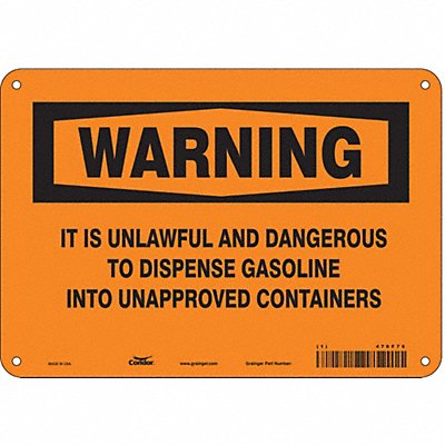 CONDOR 476F76 Safety Sign 7 in x 10 in Aluminum
