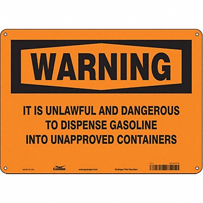CONDOR 476F79 Safety Sign 10 inx14 in Polyethylene