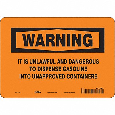 CONDOR 476F80 Safety Sign 7 inx10 in Vinyl
