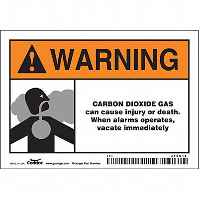 CONDOR 476G18 Safety Sign 3 1/2 inx5 in Vinyl