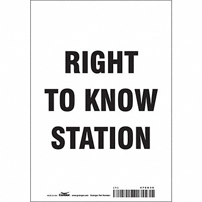CONDOR 476G30 Safety Sign 7 Wx10 H 0.004 Thickness