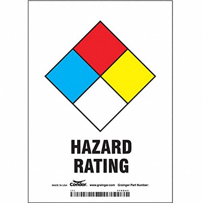 CONDOR 476G43 Safety Sign 5 Wx7 H 0.004 Thickness