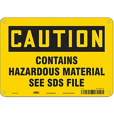 CONDOR 476G66 Safety Sign 7 in x 10 in Aluminum
