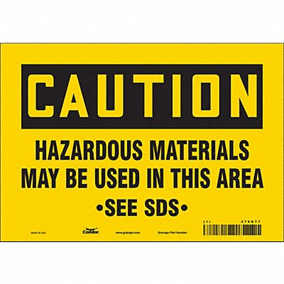 CONDOR 476G77 Safety Sign 7 in x 10 in Vinyl