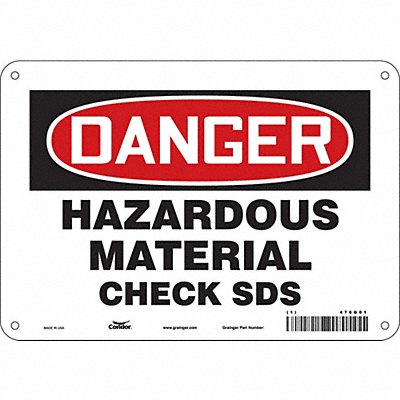CONDOR 476G81 Safety Sign 7 in x 10 in Polyethylene