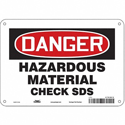CONDOR 476G83 Safety Sign 7 in x 10 in Vinyl