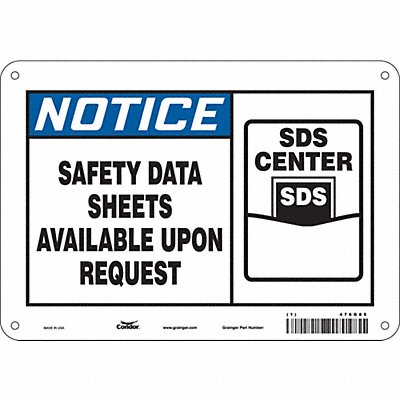 CONDOR 476G85 Safety Sign 7 in x 10 in Aluminum