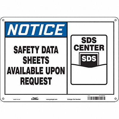 CONDOR 476G86 Safety Sign 10 inx14 in Aluminum