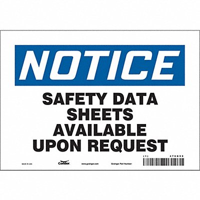 CONDOR 476G95 Safety Sign 7 inx10 in Vinyl