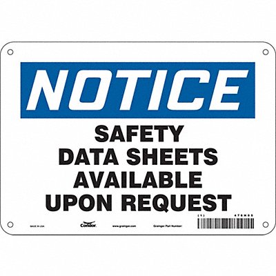CONDOR 476H05 Safety Sign 7 in x 10 in Aluminum