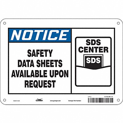 CONDOR 476H11 Safety Sign 7 in x 10 in Aluminum