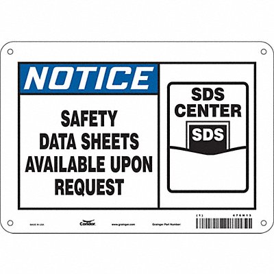 CONDOR 476H13 Safety Sign 7 in x 10 in Polyethylene