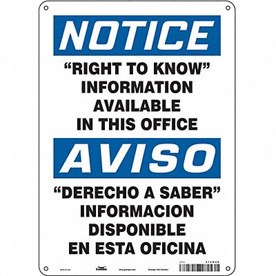 CONDOR 476H20 Safety Sign 14 in x 10 in Polyethylene