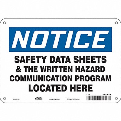 CONDOR 476H42 J9712 Safety Sign 7 in x 10 in Aluminum