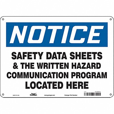 CONDOR 476H43 J9712 Safety Sign 10 in x 14 in Aluminum