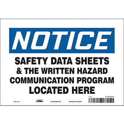 CONDOR 476H46 J9712 Safety Sign 7 inx10 in Vinyl