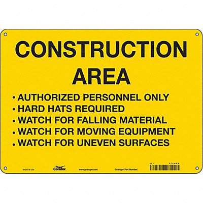 CONDOR 476H68 Safety Sign 10 inx14 in Aluminum