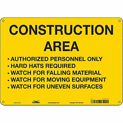 CONDOR 476H70 Safety Sign 10 inx14 in Polyethylene